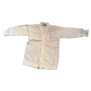 Vintage Infant Knit Sweater Cardigan 3 Months ? Virgin Nylon DuPont White